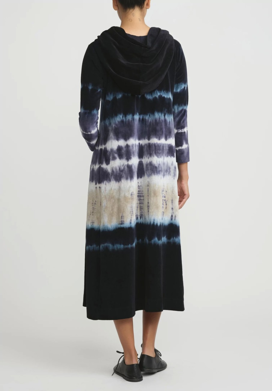 Gilda Midani Dresses | Pattern Dyed Hooded Maria Dress In Blue Indigo Row