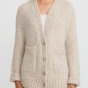 Wommelsdorff Knitwear | Hand Knit Cashmere & Silk Luna Cardigan In Storm Grey & Sand