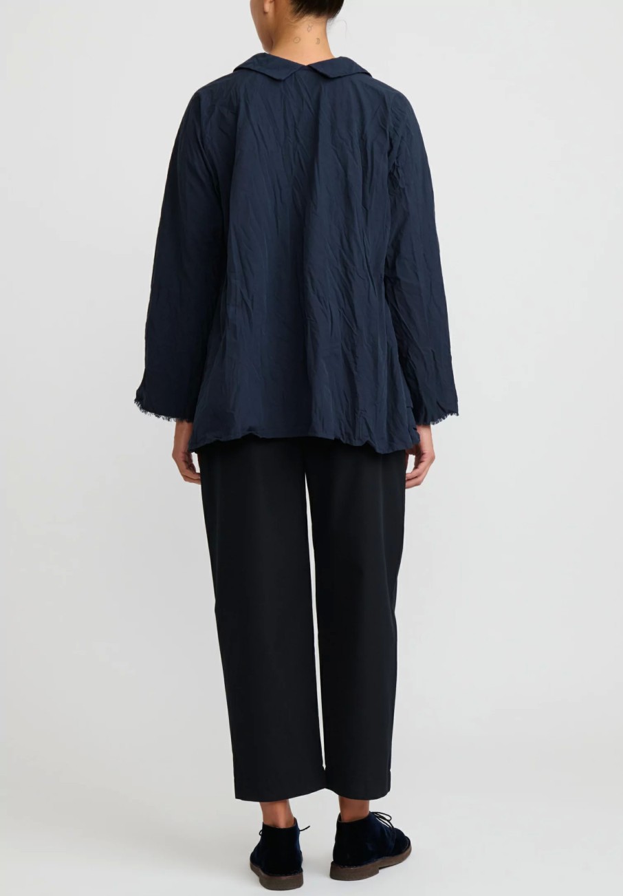 Daniela Gregis Tops | Washed Cotton Spicchi Colletto Top In Blue