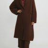 Boboutic Coats & Dusters | Cashmere & Silk Long Coat In Tobacco Brown