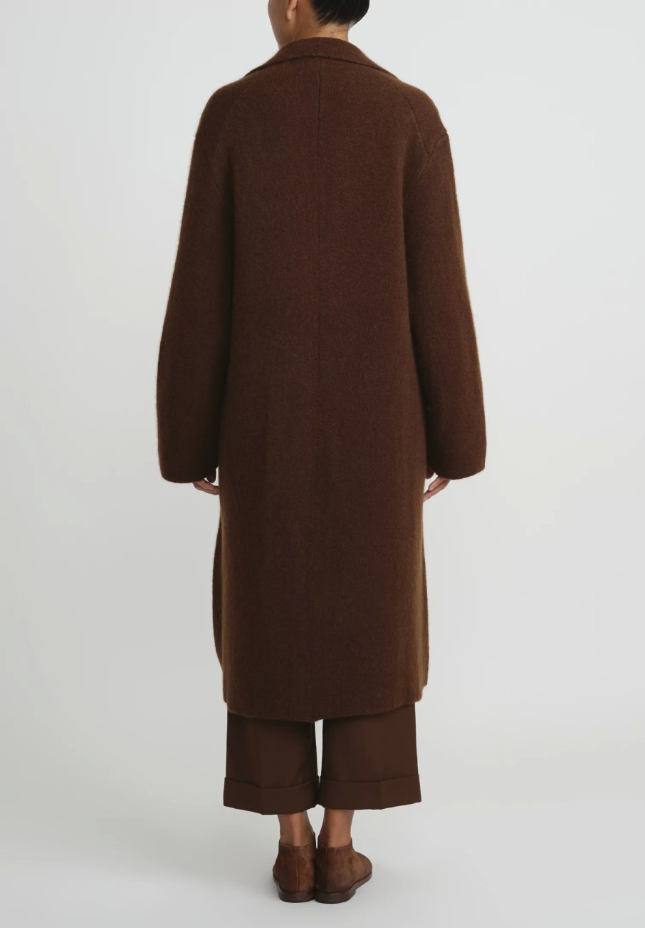 Boboutic Coats & Dusters | Cashmere & Silk Long Coat In Tobacco Brown