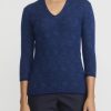 Lainey Keogh Knitwear | Cashmere V-Neck Sweater In Sapphire & Navy Blue