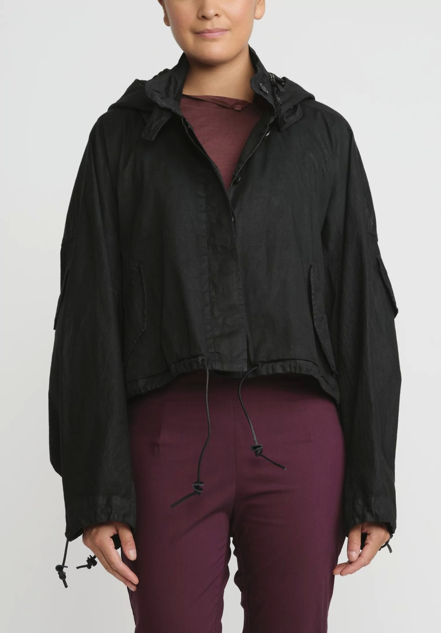 Rundholz Jackets | Cotton Cropped Oversized Jacket In Black