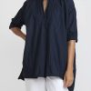 Daniela Gregis Tops | Washed Cotton Camicione Kora Top In Navy Blue