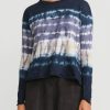 Gilda Midani Tops | Pattern Dyed Long Sleeve Trapeze Tee In Blue Indigo Row