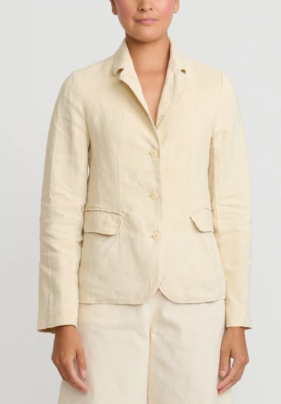 Chez Vidalenc Jackets | Antique Linen Simple Jacket In Natural