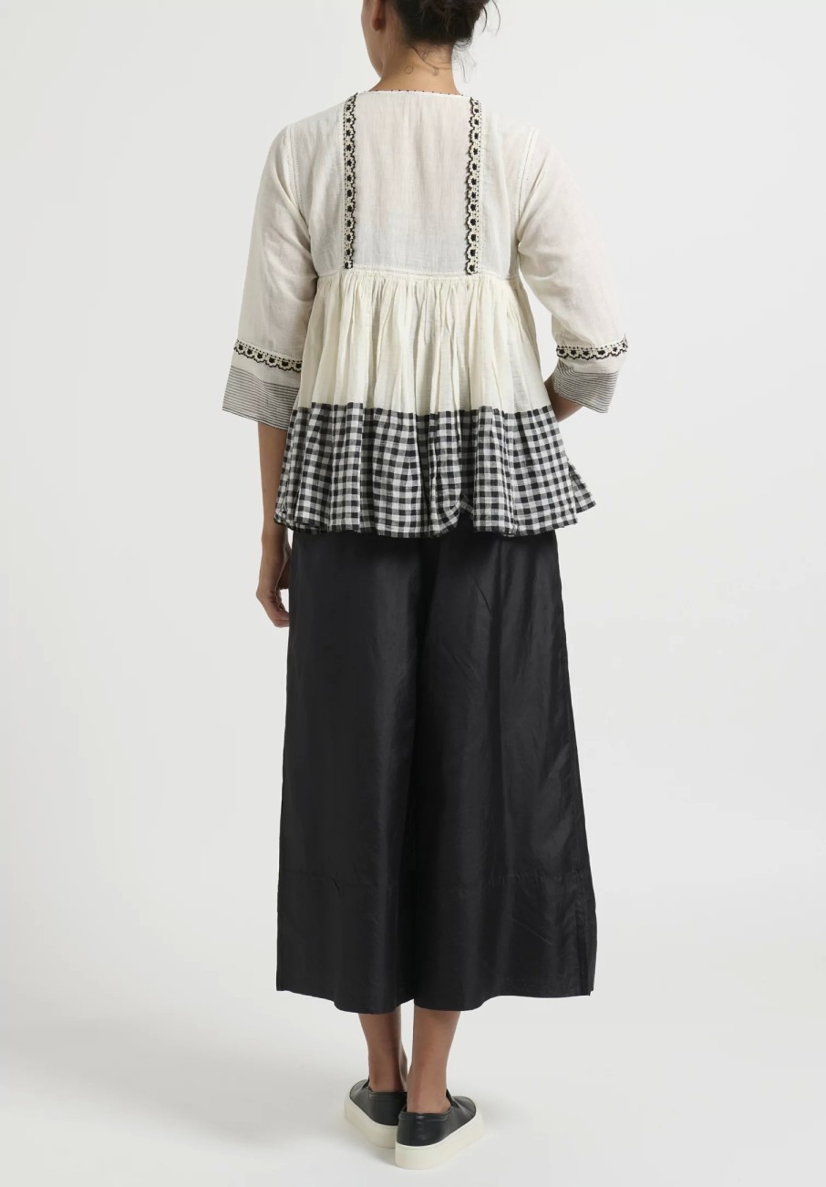 Péro Shirts & Blouses | Gathered And Crocheted Top In White & Black