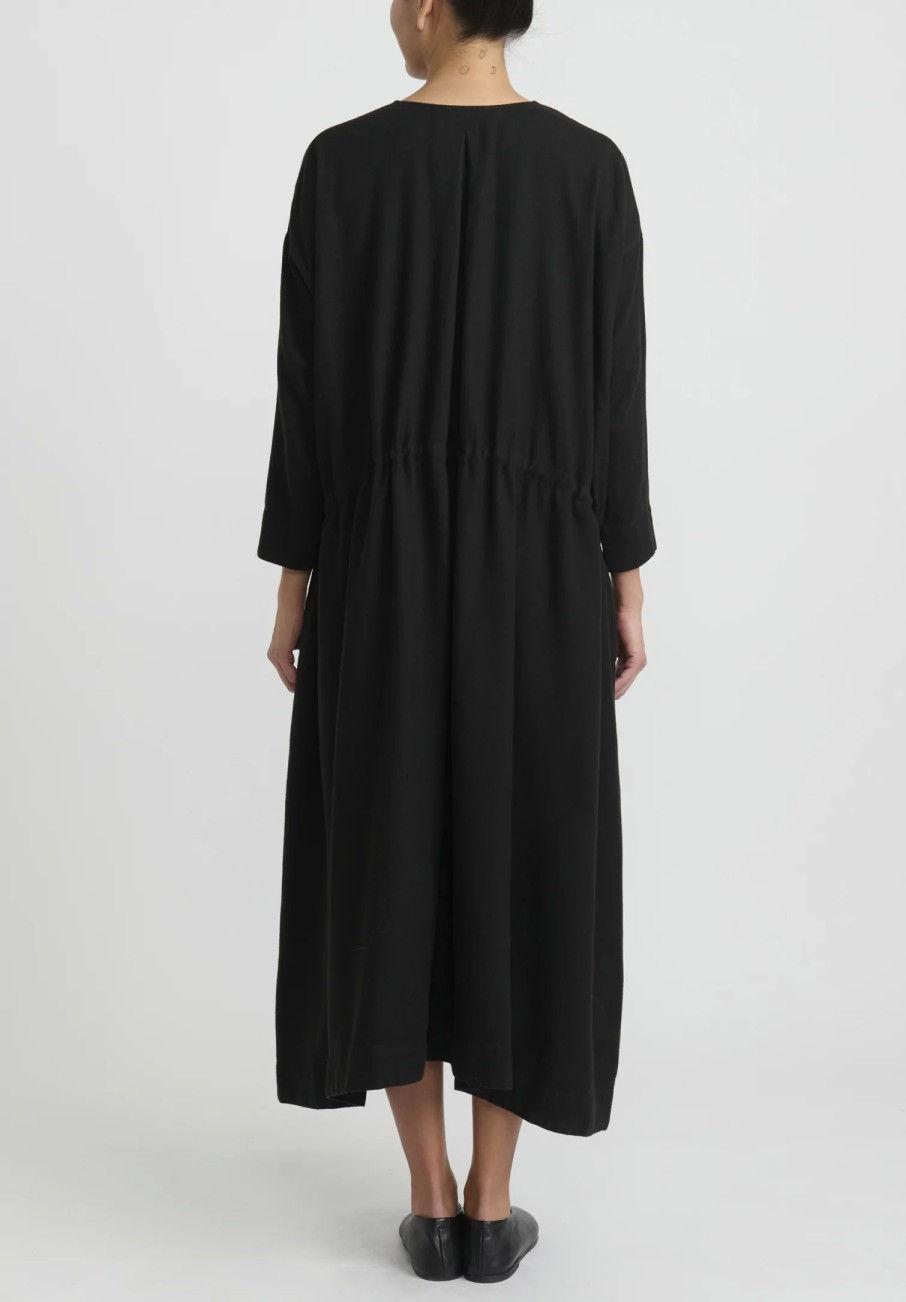 Kaval Dresses | Silk Nel Twill Button Front Open Dress In Black