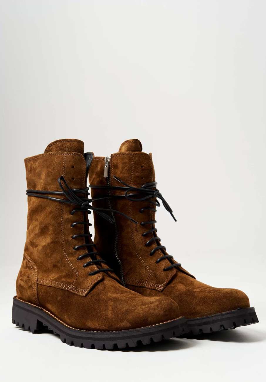 Officine Creative Boots | Suede Loraine Jefferson High Ankle Boots In Birra Brown