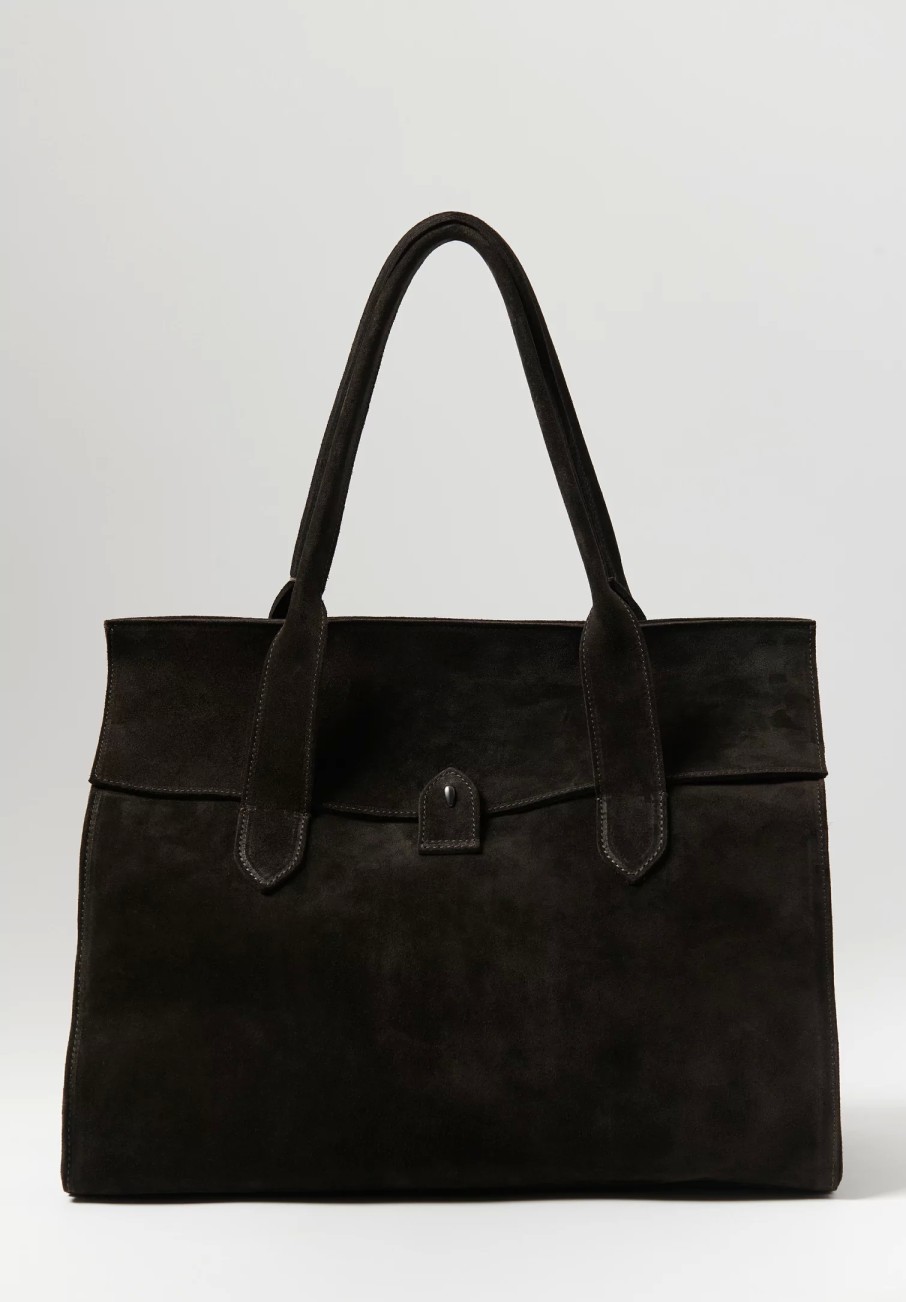 Corîu Handbags | Suede Large Bitta Bag In Dark Brown