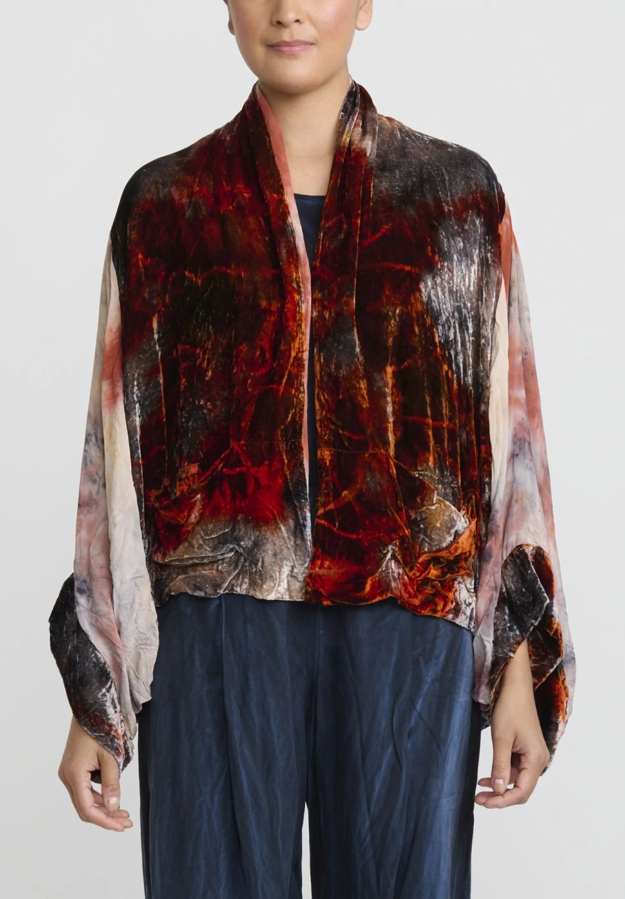 Gilda Midani Jackets | Velvet ''Croissant'' Overtop In Steel Planet Red And Blue