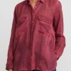 Gilda Midani Shirts & Blouses | Linen Blind Shirt In Barn Red