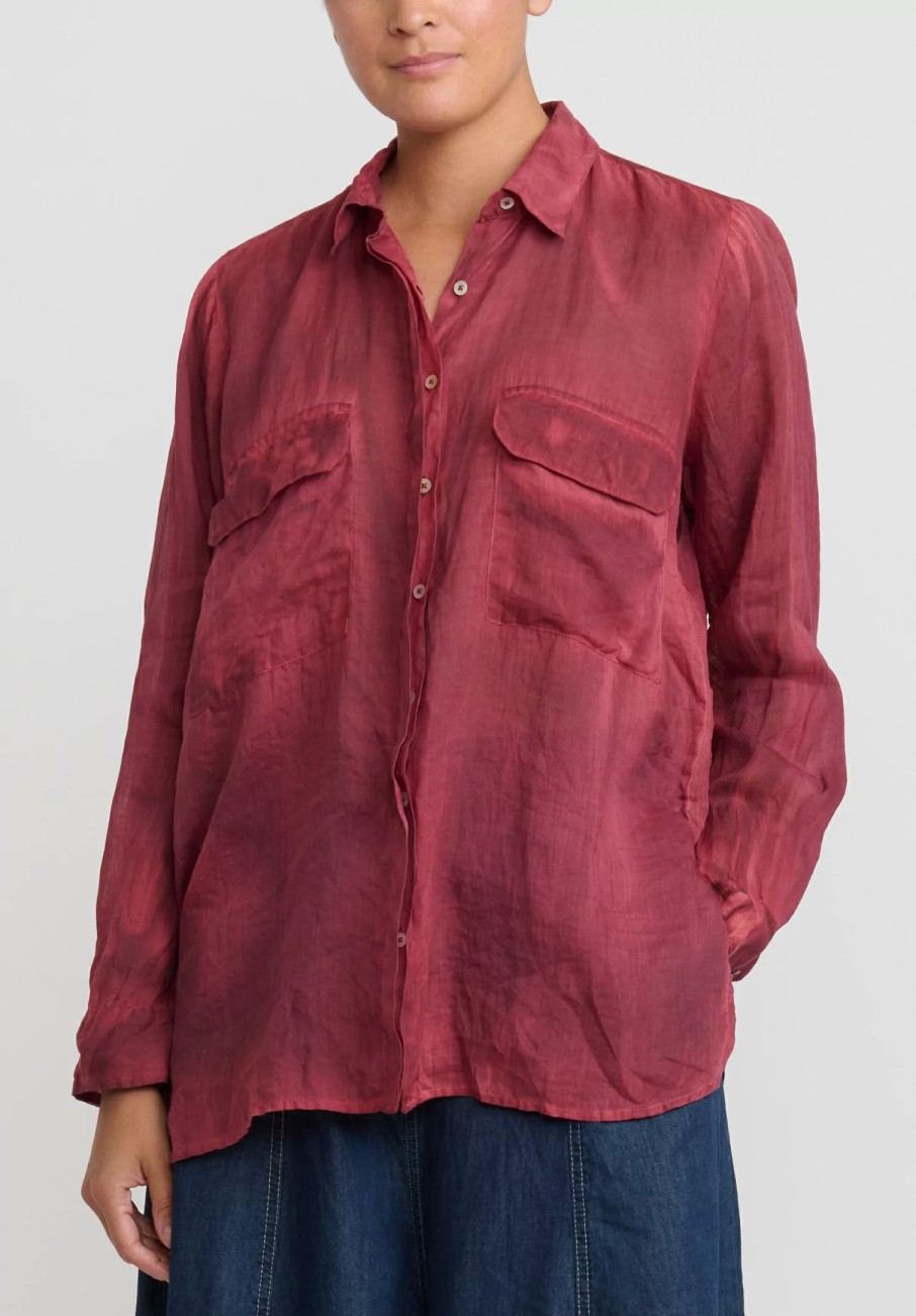 Gilda Midani Shirts & Blouses | Linen Blind Shirt In Barn Red