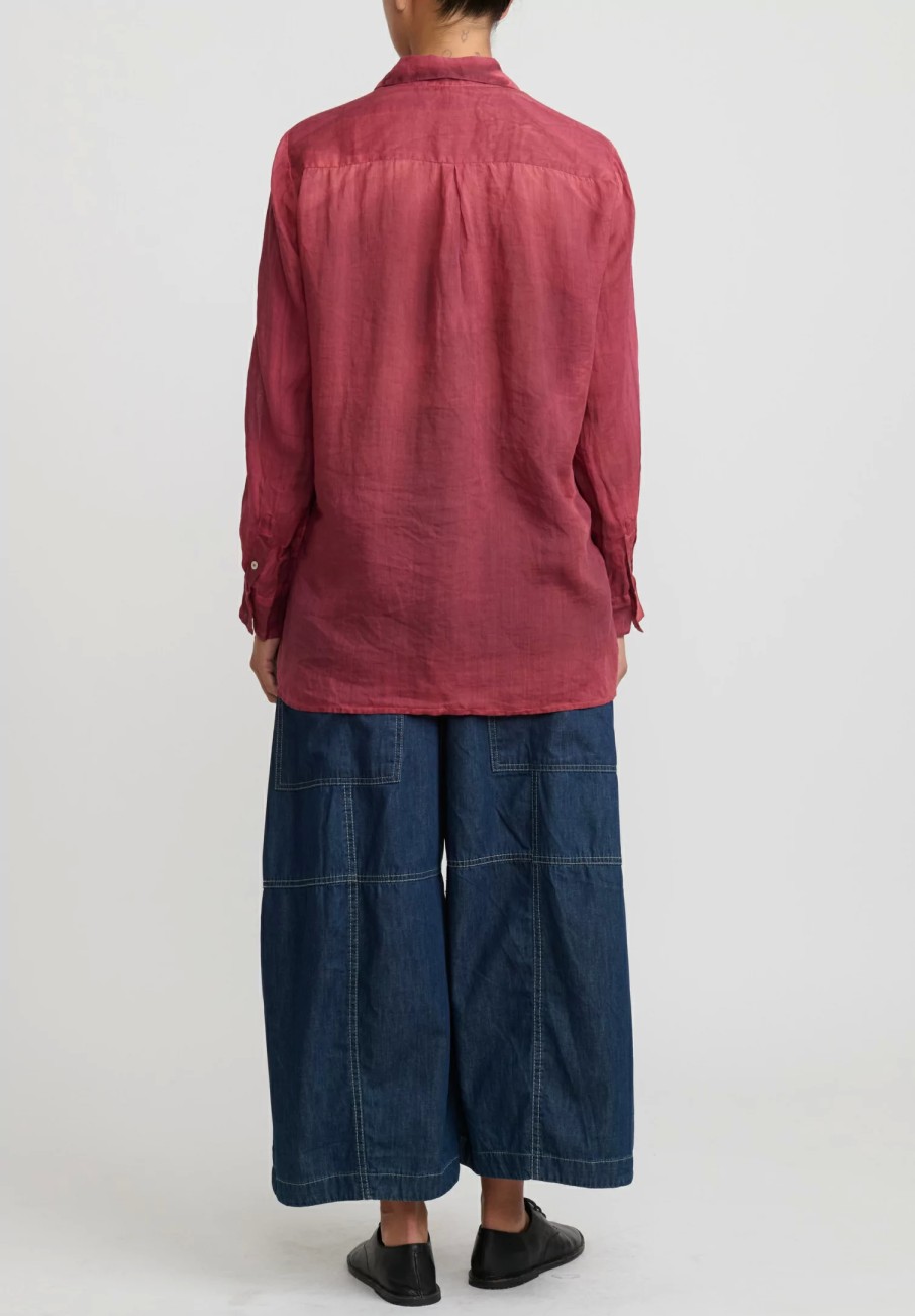 Gilda Midani Shirts & Blouses | Linen Blind Shirt In Barn Red