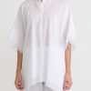 Shi Cashmere Shirts & Blouses | Shi Cotton Voile Square Button Up Shirt In White