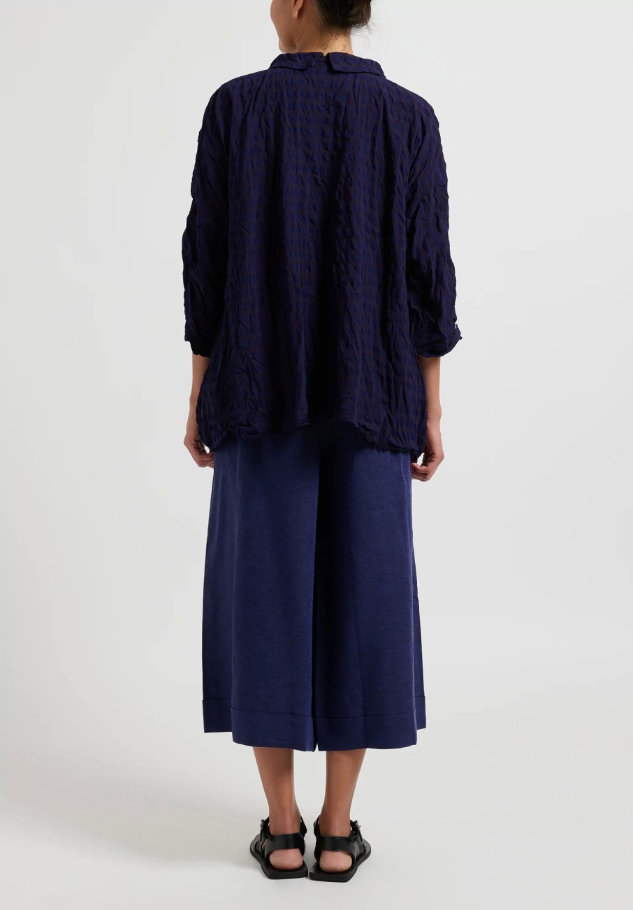 Daniela Gregis Pants | Linen Tognon Culotte Pants In Blu Inchiostro Nero