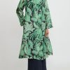 Biyan Decorative Coats | Silk Organza Radila Print Coat In Burgundy & Green