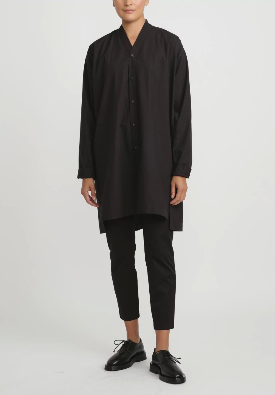 Jan-Jan Van Essche Shirts & Blouses | Organic Cotton & Hemp Long Shirt In Black