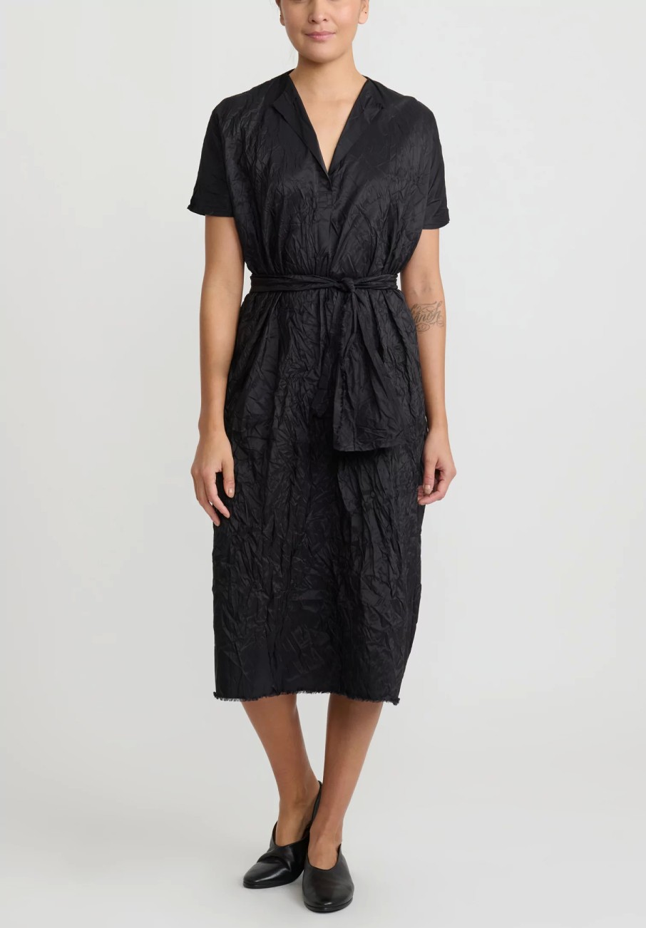 Daniela Gregis Dresses | Crinkled Silk Manica Lavato Dress In Black