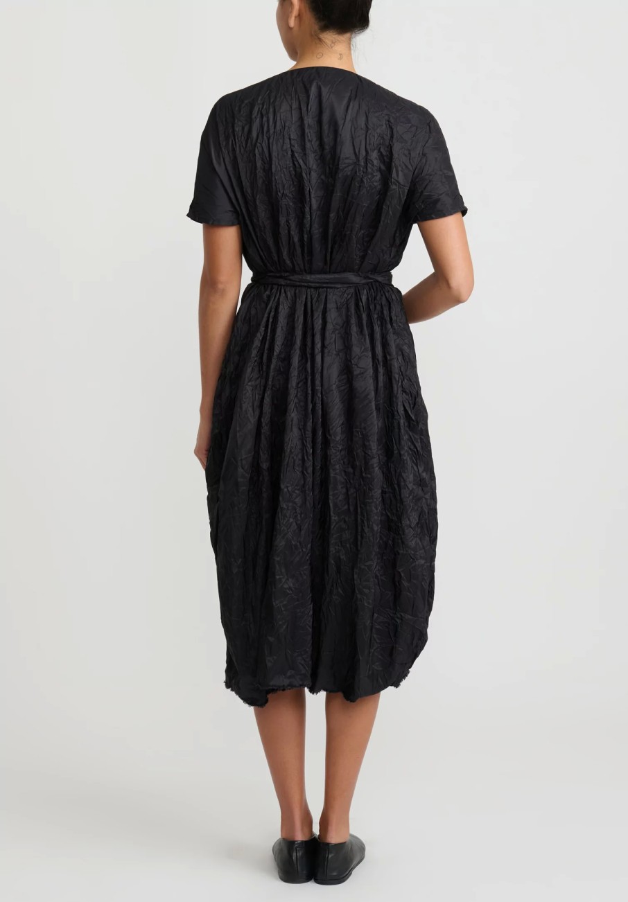 Daniela Gregis Dresses | Crinkled Silk Manica Lavato Dress In Black