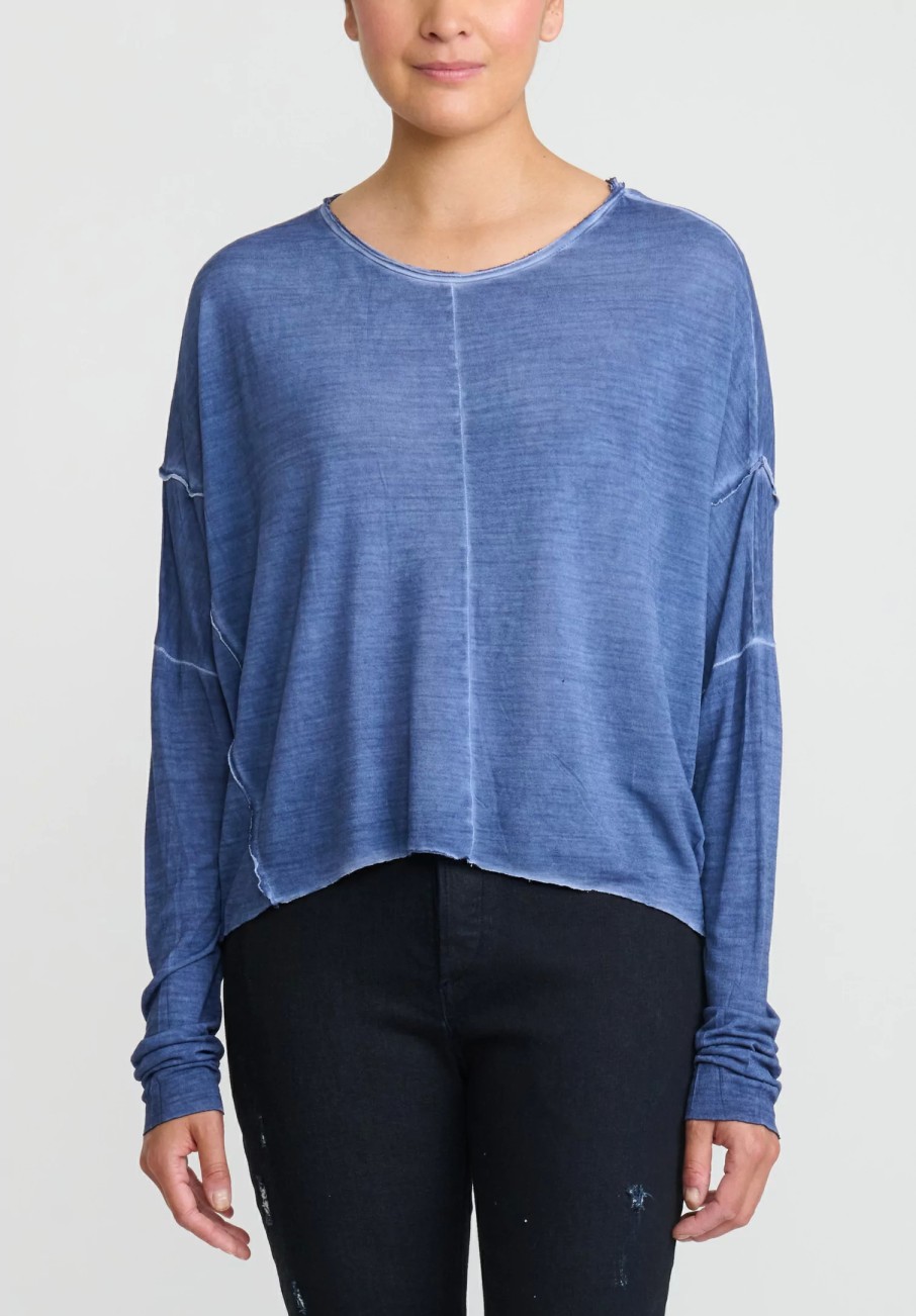 Umit Unal Tops | Oversized Short Top In Indigo Blue