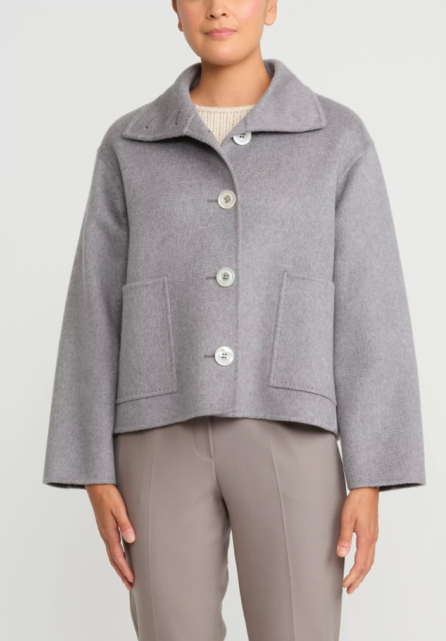 Nanna Pause Jackets | Cashmere Short Enid Jacket In Grey Melange