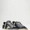 Golden Goose Sneakers | Leather Hi Star Sneaker With Silver Star In Black