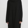 Rundholz Dip Knitwear | Merino Wool And Raccoon Cowl Neck Tunic In Black