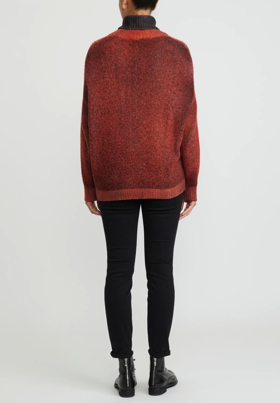 Avant Toi Knitwear | Hand-Painted Cashmere & Silk Turtleneck Sweater In Nero Mandarancio Orange