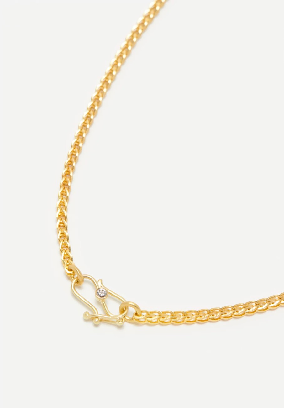 Prounis Necklaces | 18K, 22K, Solo Loop-In-Loop Chain With Diamond S Clasp