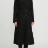 Masnada Coats & Dusters | Cotton & Wool Double-Breasted Coat In Black