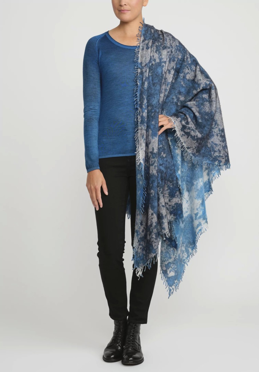 Avant Toi Scarves & Shawls | Hand-Painted Cashmere Spot & Velo Scarf In Nero Turquoise