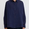 Casey Casey Shirts & Blouses | Paper Cotton Long Sleeve Waga Shirt In Ink Blue