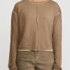 Umit Unal Tops | Garment Dyed Long Sleeve T-Shirt In Terra Brown