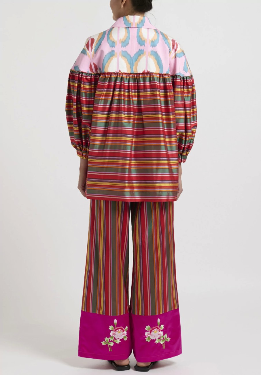 Rianna + Nina Pants | One-Of-A-Kind Silk Wide Leg Lux Pants In Red Stripes