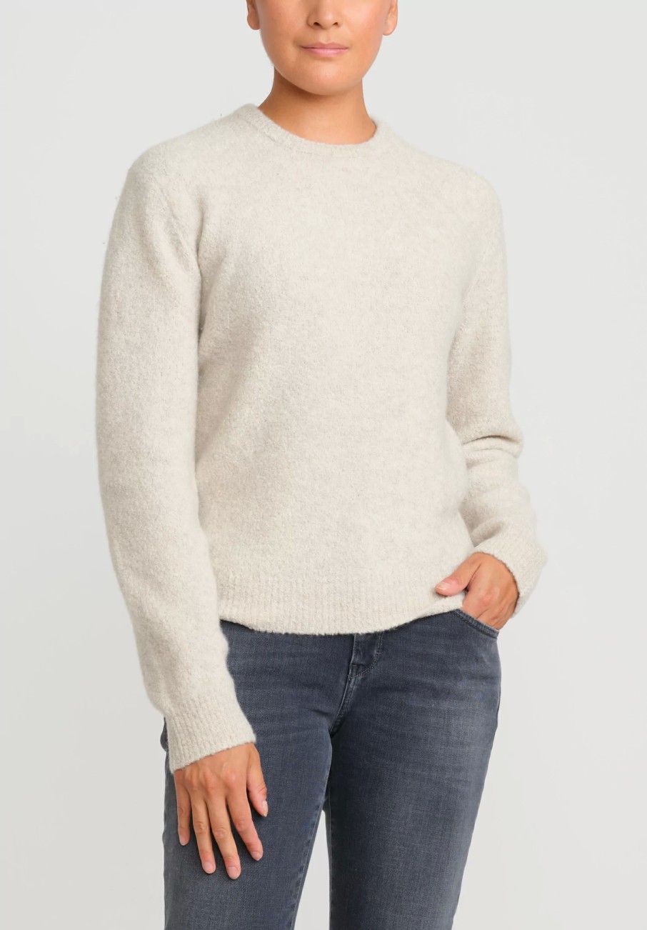 Frenckenberger Knitwear | Cashmere Mini Round Neck Sweater In Natural