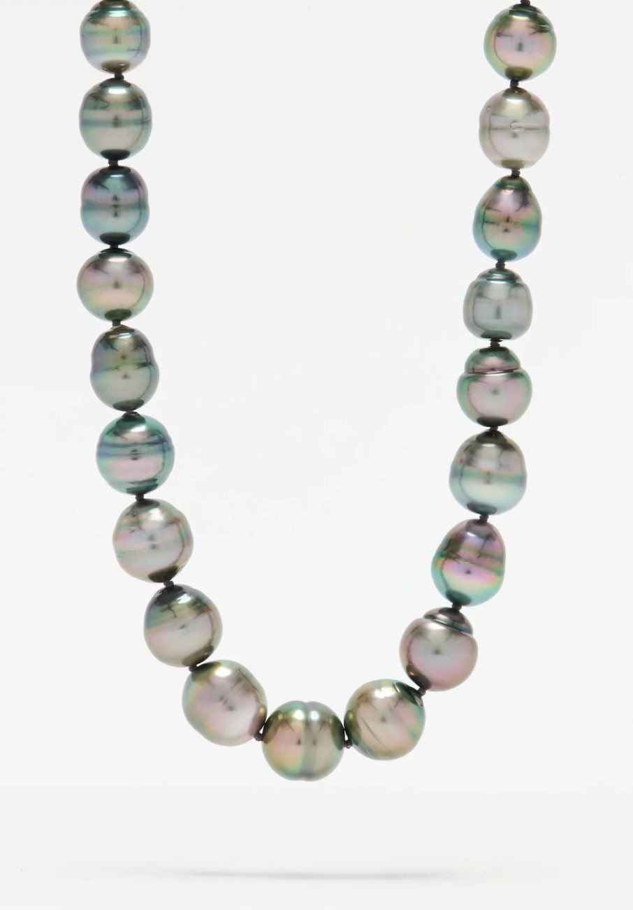 Prounis Necklaces | 22K, Tahitian Pearl Necklace With Fibula Clasp