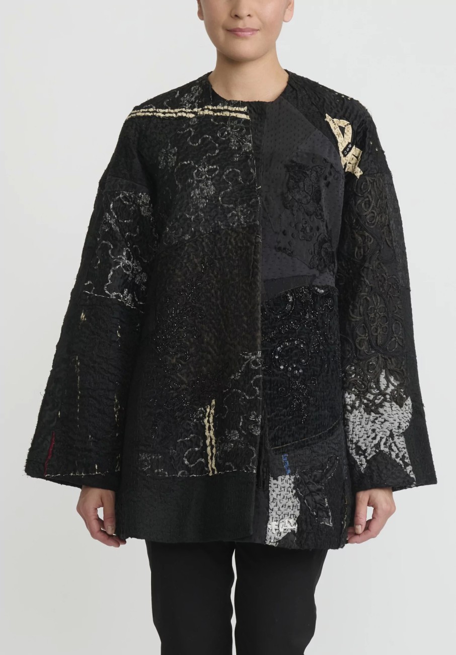 By Walid One Of A Kind | Beaded And Embroidered Silk Victorian Jackie Jacket In Black And White