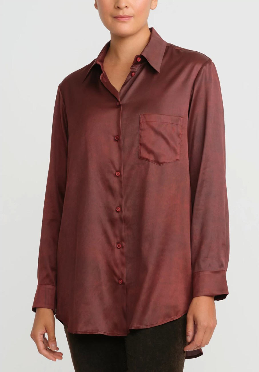 Uma Wang Shirts & Blouses | Silk Evaristo Tavella Shirt In Dark Red