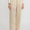 A Tentative Atelier Pants | Hemp Linen Stripe Elastic Waist Geisel Pants In Beige Natural