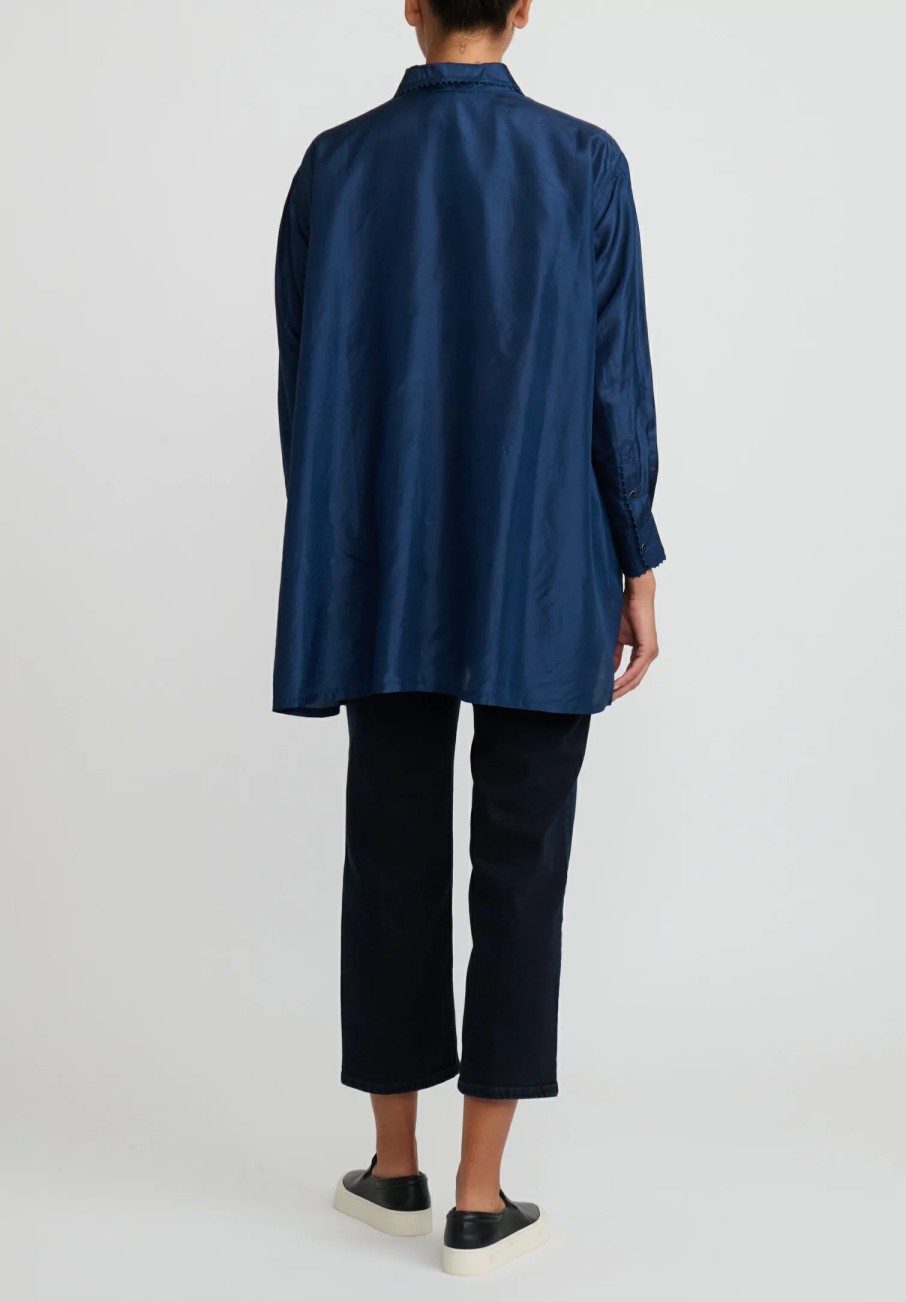 Péro Shirts & Blouses | Silk Button Down Shirt In Blue