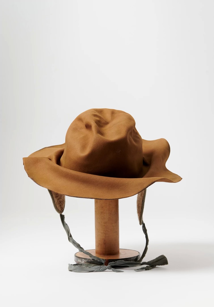 Horisaki Design & Handel Hats | Beaver Fur Felt Wrinkled Hat With Earflaps In Khaki Brown