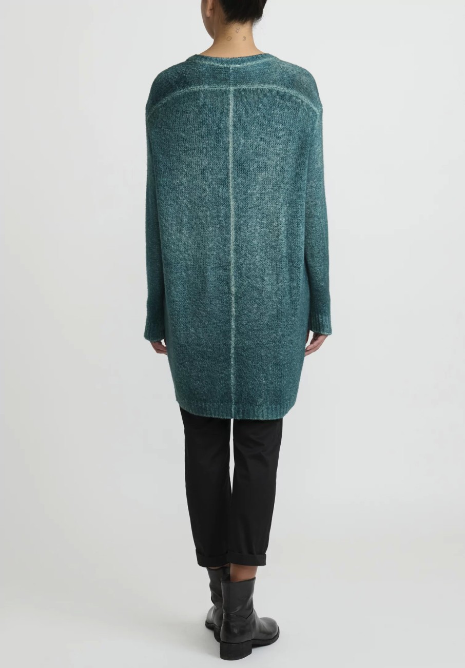 Avant Toi Knitwear | Hand-Painted Long Cashmere Sweater In Forest Green