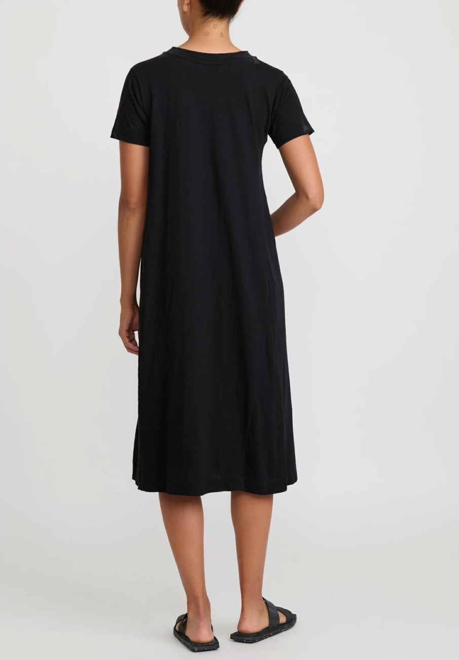 Gilda Midani Dresses | Cotton Solid Dyed Short Sleeve Maria Dress In Black