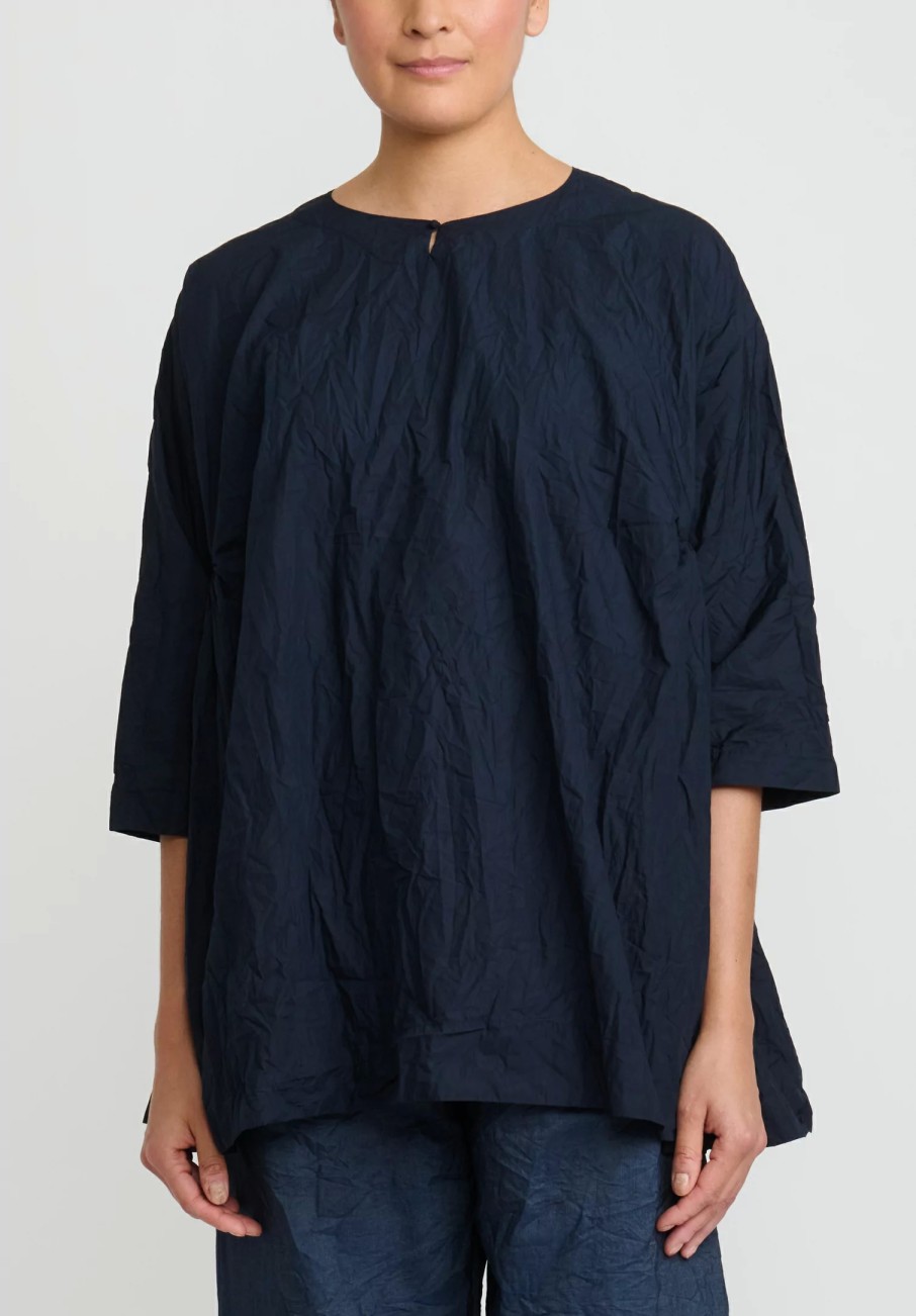 Daniela Gregis Tops | Washed Cotton Newpride Rossella Top In Navy Blue