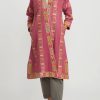 Mehmet Cetinkaya Decorative Coats | Uzbek Embroidered Silk Chapan Robe In Pink