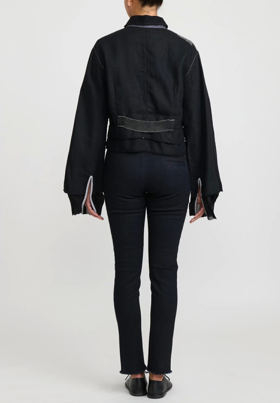 Umit Unal Jackets | Linen Short Jacket In Black