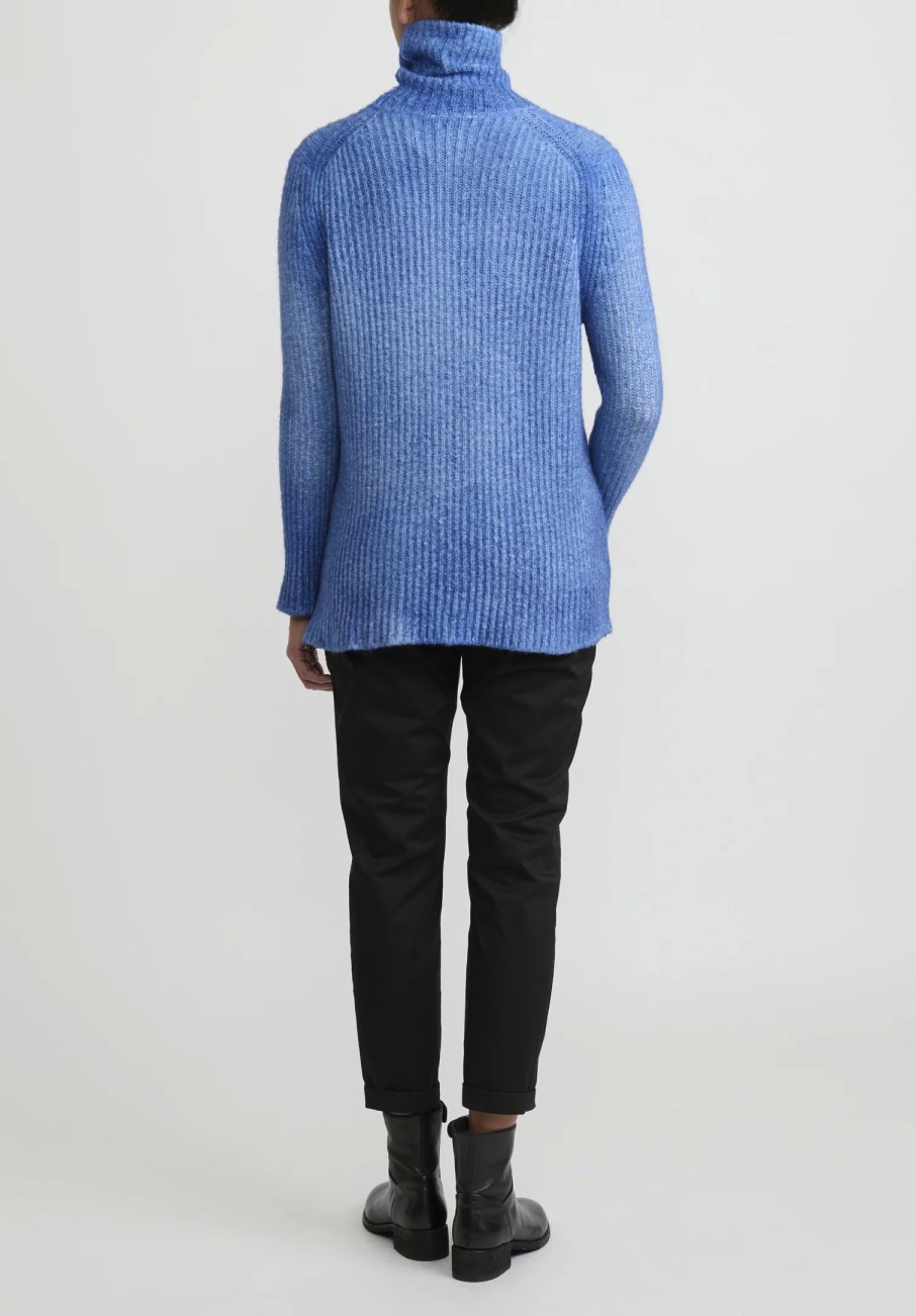 Avant Toi Knitwear | Hand-Painted Turtleneck Sweater In Ocean Blue