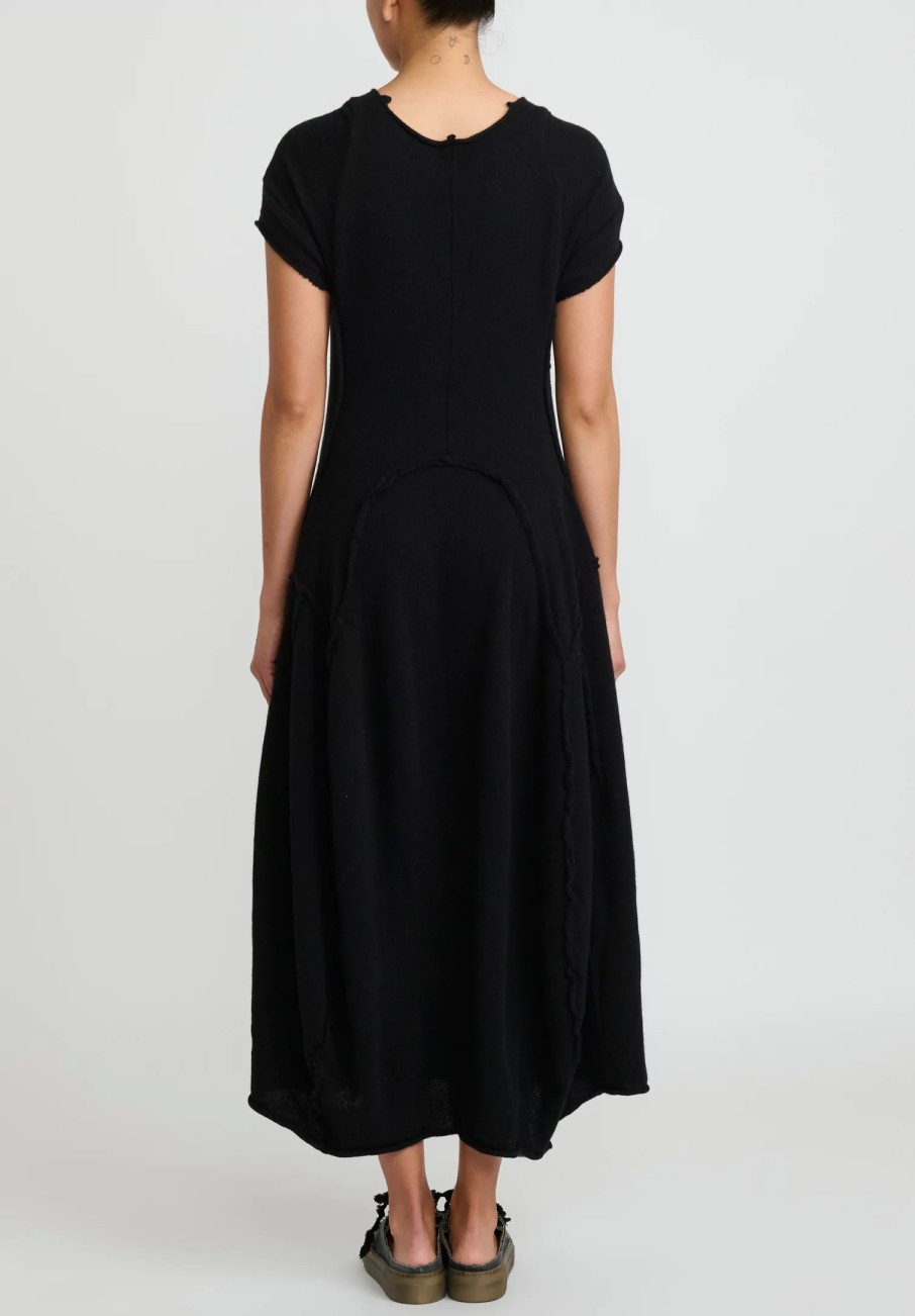 Rundholz Dresses | Cashmere Short Sleeve Tulip Dress In Black