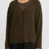 Rundholz Dip Knitwear | Merino Wool And Raccoon Hair V-Neck Cardigan In Khaki Brown